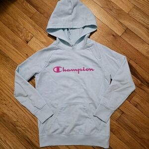 Champion girls lightweight script pullover hoodie SzM